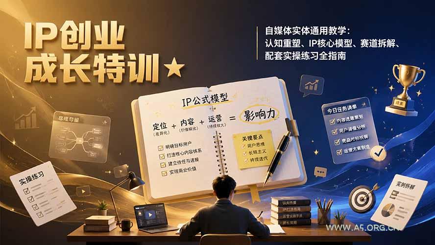IP创业成长特训★自媒体实体通用教学：认知重塑、IP核心模型、赛道拆解、配套实操练习全指南 - 小红泡
