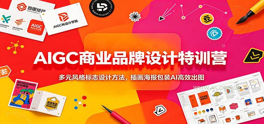 AIGC商业品牌设计特训营：多元风格标志设计方法，插画海报包装AI高效出图 - 小红泡