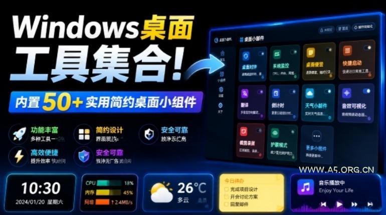Windows桌面工具集合!内置50+实用简约桌面小组件,含截图、录屏、翻译、天气等,多秘工具箱 - 小红泡 Windows桌面工具集合!内置50+实用简约桌面小组件,含截图、录屏、翻译、天气等,多秘工具箱