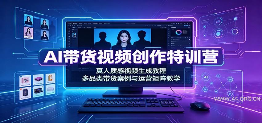 AI带货视频创作特训营：真人质感视频生成教程，多品类带货案例与运营矩阵教学 - 小红泡