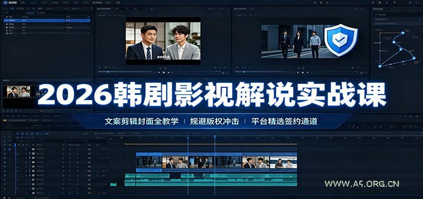2026韩剧影视解说实战课：文案剪辑封面全教学，规避版权冲击平台精选签约通道 - 小红泡