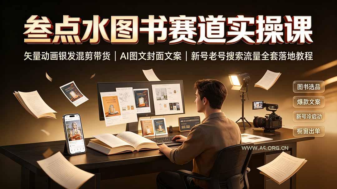 叁点水图书赛道实操课|矢量动画银发混剪带货,AI图文封面文案,新号老号搜索流量全套落地教程 - 小红泡 叁点水图书赛道实操课|矢量动画银发混剪带货,AI图文封面文案,新号老号搜索流量全套落地教程 - 小红泡