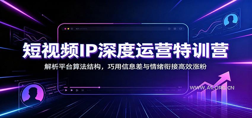 短视频IP深度运营特训营：解析平台算法结构，巧用信息差与情绪衔接高效涨粉 - 小红泡