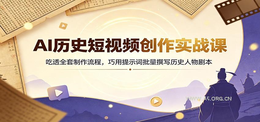 AI历史短视频创作实战课：吃透全套制作流程，巧用提示词批量撰写历史人物剧本 - 小红泡