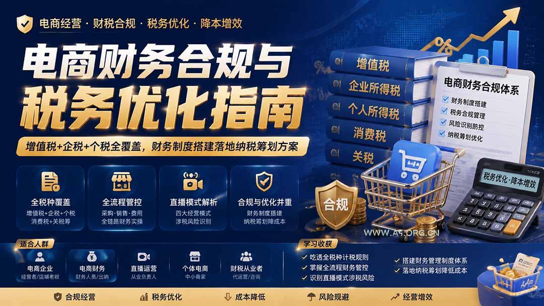 电商财务合规与税务优化指南：增值税+企税+个税全覆盖，财务制度搭建落地纳税筹划方案 - 小红泡