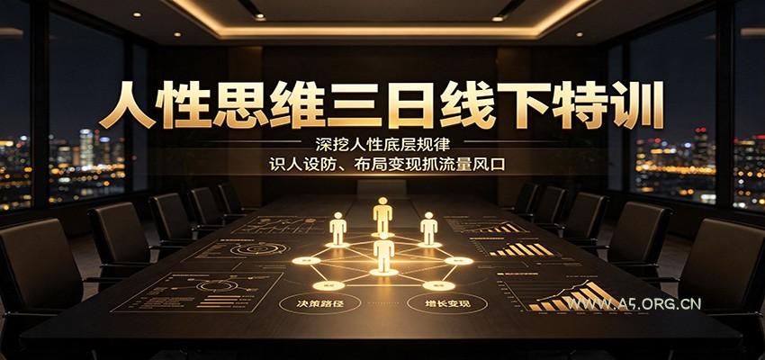人性思维三日线下特训：深挖人性底层规律，识人设防、布局变现抓流量风口 - 小红泡