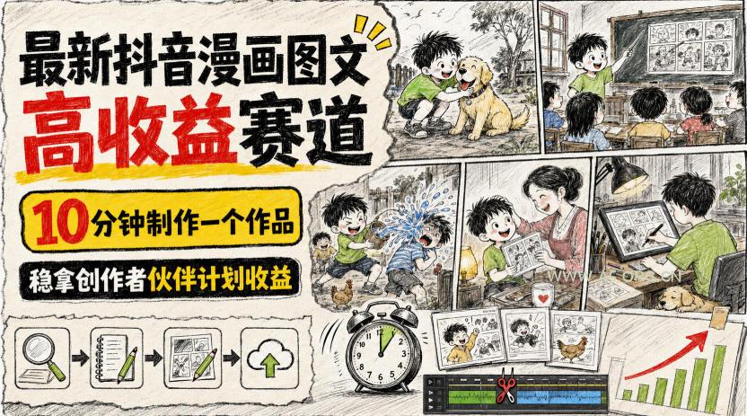 最新抖音漫画图文高收益赛道,10分钟制作一个作品,稳拿创作者伙伴计划收益 - 小红泡 最新抖音漫画图文高收益赛道,10分钟制作一个作品,稳拿创作者伙伴计划收益
