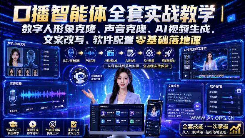 口播智能体全套实战教学|数字人形象克隆、声音克隆、AI视频生成、文案改写、软件配置零基础落地课 - 小红泡 口播智能体全套实战教学|数字人形象克隆、声音克隆、AI视频生成、文案改写、软件配置零基础落地课