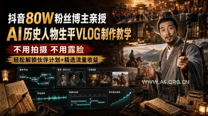 抖音80W粉丝博主的AI历史人物生平VLOG教学,不用拍摄不用露脸,AI帮你搞定,轻松解锁伙伴计划+精选收益 - 小红泡 抖音80W粉丝博主的AI历史人物生平VLOG教学,不用拍摄不用露脸,AI帮你搞定,轻松解锁伙伴计划+精选收益