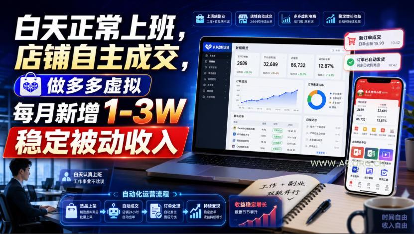 白天正常上班,店铺自主成交,做多多虚拟每月新增1-3W稳定被动收入【揭秘】 - 小红泡 白天正常上班,店铺自主成交,做多多虚拟每月新增1-3W稳定被动收入【揭秘】