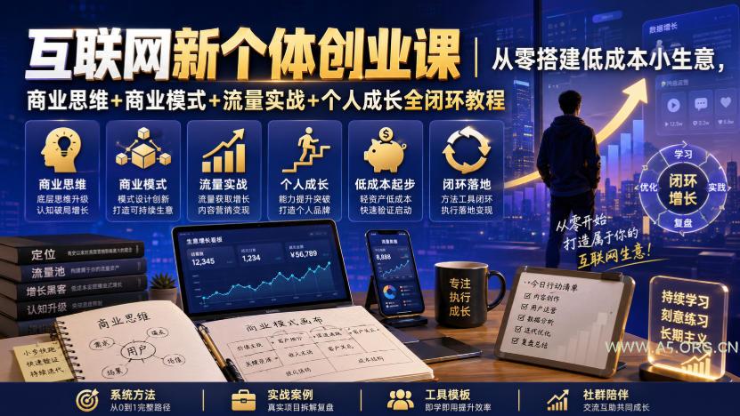 互联网新个体创业课|从零搭建低成本小生意,商业思维+商业模式+流量实战+个人成长全闭环教程 - 小红泡 互联网新个体创业课|从零搭建低成本小生意,商业思维+商业模式+流量实战+个人成长全闭环教程
