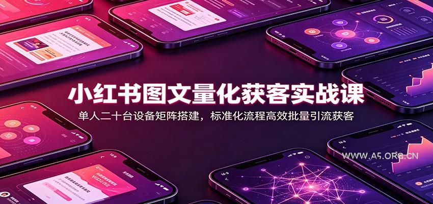 小红书图文量化获客实战课：单人二十台设备矩阵搭建，标准化流程高效批量引流获客 - 小红泡