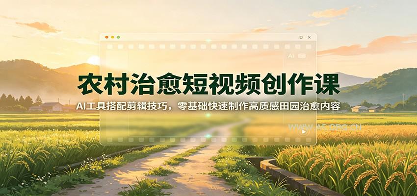 农村治愈短视频创作课：AI工具搭配剪辑技巧，零基础快速制作高质感田园治愈内容 - 小红泡