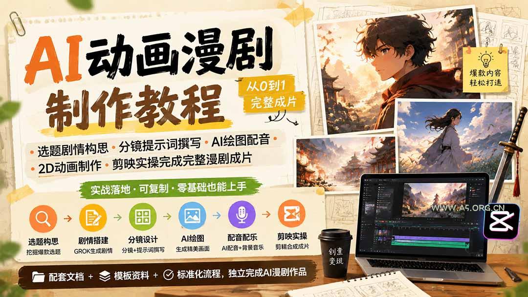 AI动画漫剧制作教程|选题剧情构思·分镜提示词撰写·AI绘图配音·2D动画制作·剪映实操完成完整漫剧成片 - 小红泡 AI动画漫剧制作教程|选题剧情构思·分镜提示词撰写·AI绘图配音·2D动画制作·剪映实操完成完整漫剧成片 - 小红泡