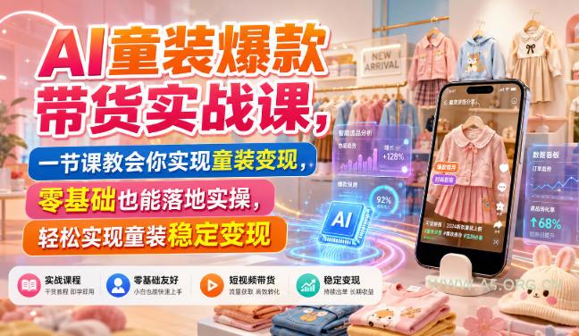 AI童装爆款带货实战课，一节课教会你实现童装变现，零基础也能落地实操