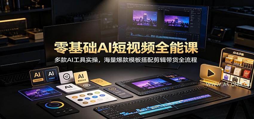 零基础AI短视频全能课：多款AI工具实操，海量爆款模板搭配剪辑带货全流程 - 小红泡