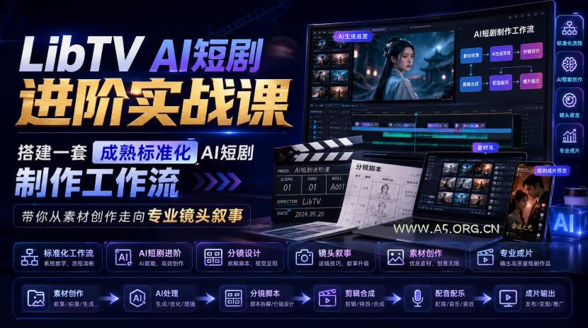 LibTV AI短剧进阶实战课,搭建一套成熟标准化AI短剧制作工作流,带你从素材创作走向专业镜头叙事 - 小红泡 LibTV AI短剧进阶实战课,搭建一套成熟标准化AI短剧制作工作流,带你从素材创作走向专业镜头叙事
