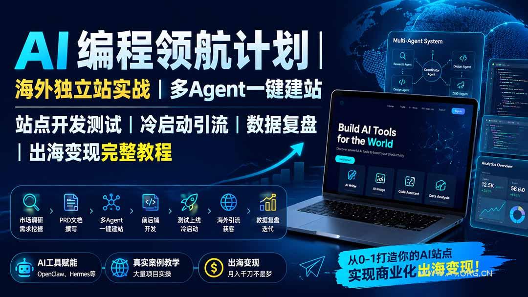 AI编程领航计划|海外独立站实战|多Agent一键建站|站点开发测试|冷启动引流|数据复盘|出海变现完整教程 - 小红泡 AI编程领航计划|海外独立站实战|多Agent一键建站|站点开发测试|冷启动引流|数据复盘|出海变现完整教程 - 小红泡