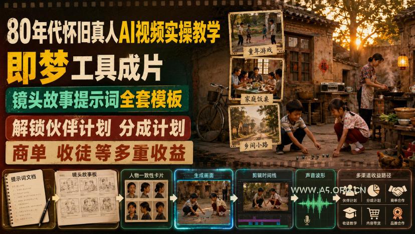80年代怀旧真人AI视频实操教学,即梦工具成片、镜头故事提示词全套模板,解锁伙伴计划分成计划商单收徒等多重收益 - 小红泡 80年代怀旧真人AI视频实操教学,即梦工具成片、镜头故事提示词全套模板,解锁伙伴计划分成计划商单收徒等多重收益