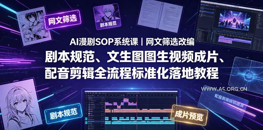 AI漫剧SOP系统课|网文筛选改编、剧本规范、文生图图生视频成片、配音剪辑全流程标准化落地教程(更新0810) - 小红泡 AI漫剧SOP系统课|网文筛选改编、剧本规范、文生图图生视频成片、配音剪辑全流程标准化落地教程(更新0810)