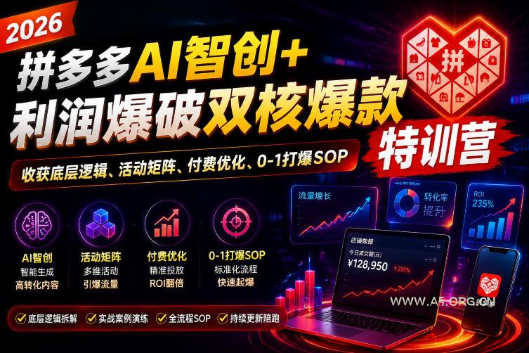 2026拼多多AI智创+利润爆破双核爆款特训营,收获底层逻辑、活动矩阵、付费优化、0-1打爆SOP(更新0810) - 小红泡 2026拼多多AI智创+利润爆破双核爆款特训营,收获底层逻辑、活动矩阵、付费优化、0-1打爆SOP(更新0810)