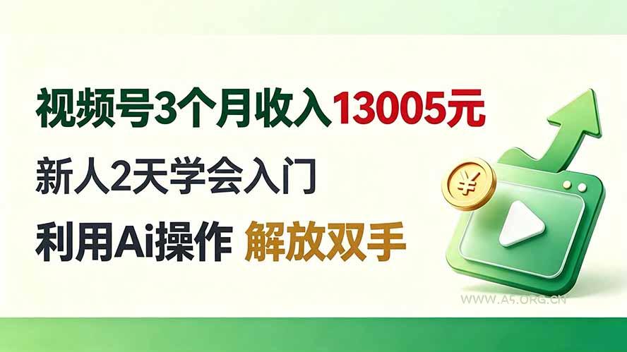 视频号3个月收入13005元, 新人2天学会入门, 利用Ai操作 解放双手! - 小红泡 视频号3个月收入13005元, 新人2天学会入门, 利用Ai操作 解放双手! - 小红泡
