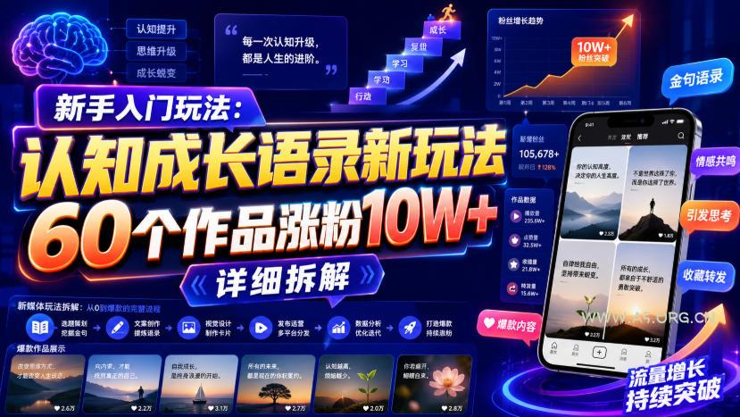 新手入门玩法:认知成长语录新玩法,60个作品涨粉10W+,详细拆解 - 小红泡 新手入门玩法:认知成长语录新玩法,60个作品涨粉10W+,详细拆解