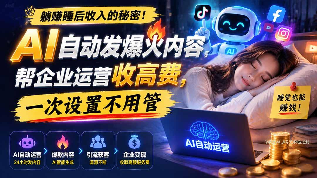 躺赚睡后收入的秘密！AI 自动发爆火内容，帮企业运营收高费，一次设置不用管【原创双语字幕】 - 小红泡