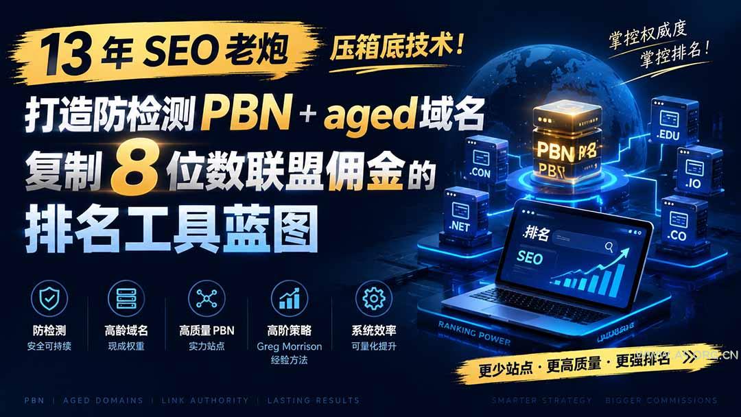 13 年 SEO 老炮压箱底技术！打造防检测 PBN+aged 域名，复制 8 位数联盟佣金的排名工具蓝图【原创双语字幕】 - 小红泡