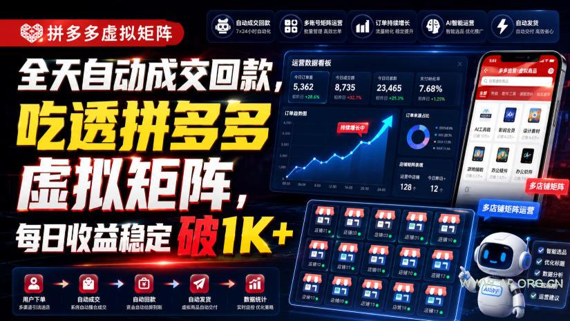 全天自动成交回款,吃透拼多多虚拟矩阵,每日收益稳定破1K+【揭秘】 - 小红泡 全天自动成交回款,吃透拼多多虚拟矩阵,每日收益稳定破1K+【揭秘】