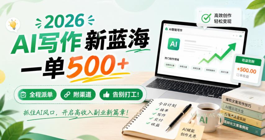 2026 AI写作新蓝海,一单500+,全程派单,附渠道,告别打工!【揭秘】 - 小红泡 2026 AI写作新蓝海,一单500+,全程派单,附渠道,告别打工!【揭秘】