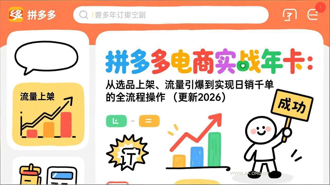 拼多多电商实战年卡：从选品上架、流量引爆到实现日销千单的全流程操作(更新2026年8月 - 小红泡