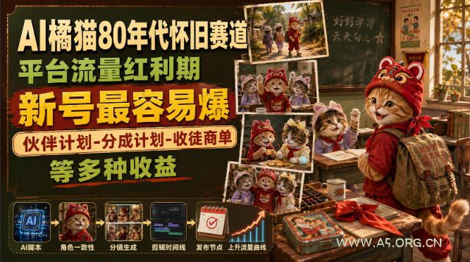 AI橘猫80年代怀旧赛道,平台流量红利期,新号最容易爆,伙伴计划-分成计划-收徒商单等多种收益 - 小红泡 AI橘猫80年代怀旧赛道,平台流量红利期,新号最容易爆,伙伴计划-分成计划-收徒商单等多种收益