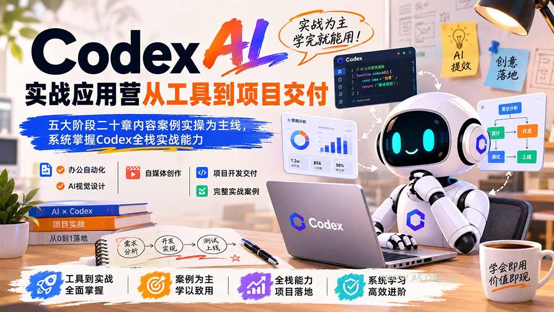 Codex AI实战应用营从工具到项目交付;五大阶段二十章内容案例实操为主线,系统掌握Codex全栈实战能力 - 小红泡 Codex AI实战应用营从工具到项目交付;五大阶段二十章内容案例实操为主线,系统掌握Codex全栈实战能力 - 小红泡