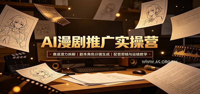 AI漫剧推广实操营：赛道潜力拆解，剧本角色分镜生成，配音剪辑与运镜教学 - 小红泡