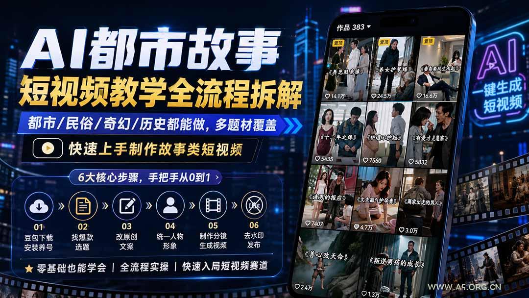AI都市故事短视频教学全流程拆解;都市/民俗/奇幻/历史都能做多题材覆盖,快速上手制作故事类短视频 - 小红泡 AI都市故事短视频教学全流程拆解;都市/民俗/奇幻/历史都能做多题材覆盖,快速上手制作故事类短视频 - 小红泡