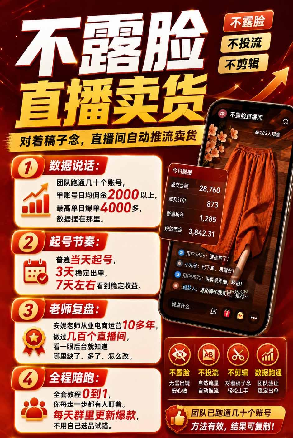 不露脸不投流，这个直播间让我月入过万！没人出镜，订单却一直在出，宝妈直播2小时，佣金839元 - 小红泡