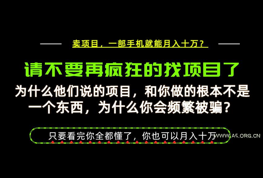 为什么做项目的人大多都是炮灰？为什么只有卖项目才能稳？看完你也可以月入10W+【揭秘】