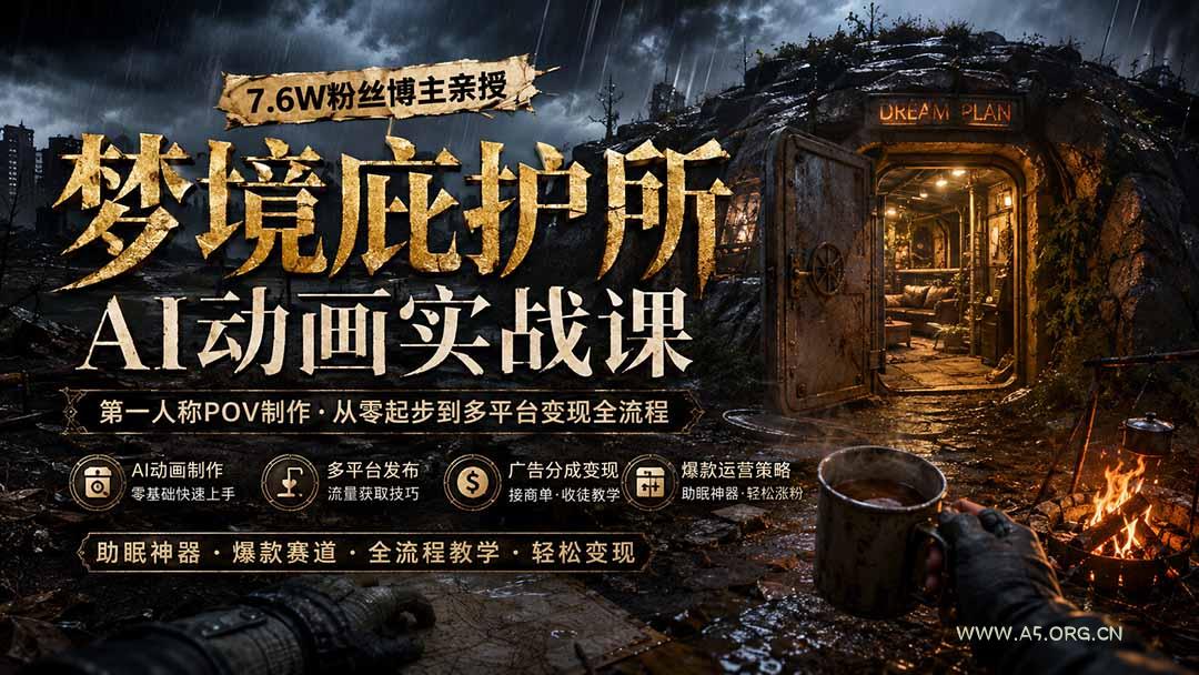 梦境庇护所AI动画实战课:7.6W粉丝博主亲授第一人称POV制作,从零起步到多平台发布变现全流程 - 小红泡 梦境庇护所AI动画实战课:7.6W粉丝博主亲授第一人称POV制作,从零起步到多平台发布变现全流程 - 小红泡