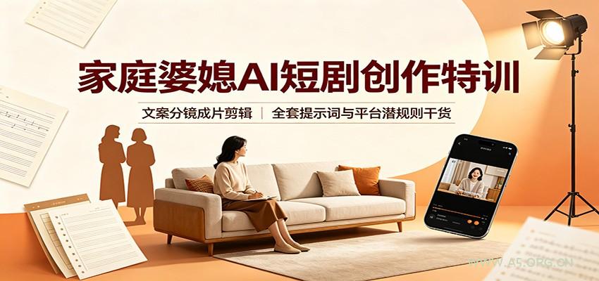 家庭婆媳AI短剧创作特训：文案分镜成片剪辑，全套提示词与平台潜规则干货 - 小红泡