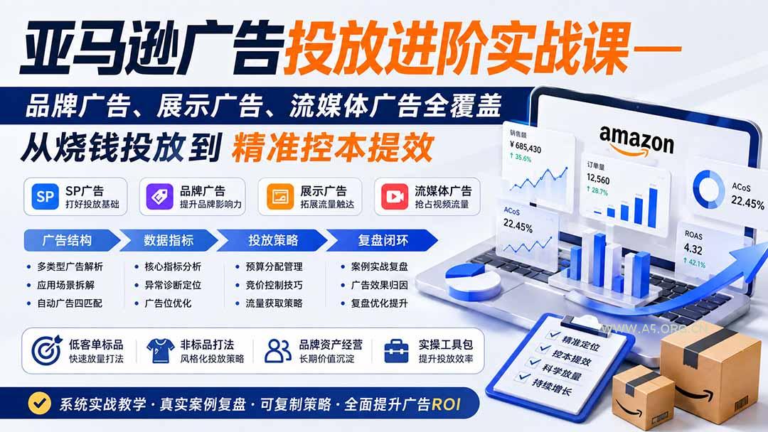 亚马逊广告投放进阶实战课&mdash;&mdash;品牌广告、展示广告、流媒体广告全覆盖，从烧钱投放到精准控本提效 - 小红泡