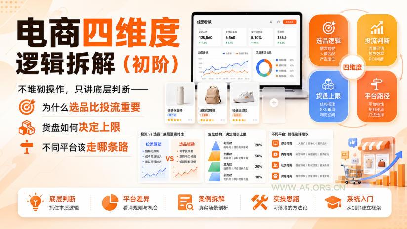电商四维度逻辑拆解(初阶)不堆砌操作,只讲底层判断——为什么选品比投流重要、货盘如何决定上限、不同平台该走哪条路 - 小红泡 电商四维度逻辑拆解(初阶)不堆砌操作,只讲底层判断——为什么选品比投流重要、货盘如何决定上限、不同平台该走哪条路