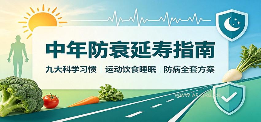 中年防衰延寿指南：九大科学习惯，运动饮食睡眠防病全套方案 - 小红泡