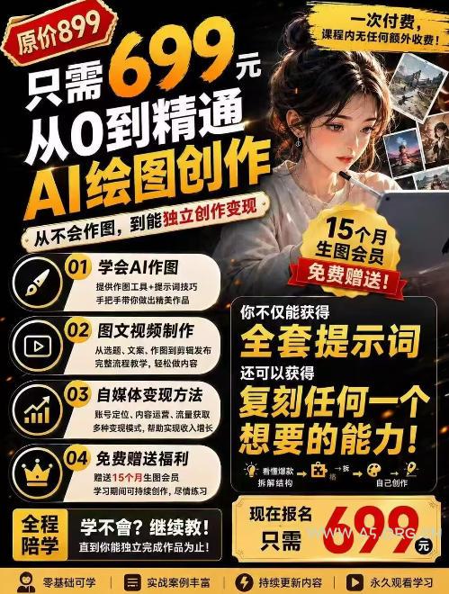 抖音10W粉丝博主的AI绘图教学,从0到精通AI绘图创作,从不会作图到能独立创作变现 - 小红泡 抖音10W粉丝博主的AI绘图教学,从0到精通AI绘图创作,从不会作图到能独立创作变现