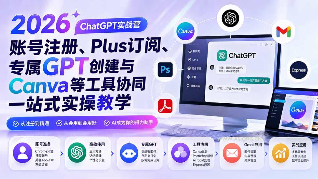 2026 ChatGPT实战营;账号注册、Plus订阅、专属GPT创建与Canva等工具协同一站式实操教学 - 小红泡 2026 ChatGPT实战营;账号注册、Plus订阅、专属GPT创建与Canva等工具协同一站式实操教学 - 小红泡
