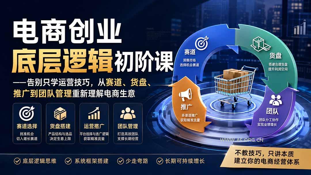 电商创业底层逻辑初阶课&mdash;&mdash;告别只学运营技巧，从赛道、货盘、推广到团队管理重新理解电商生意 - 小红泡