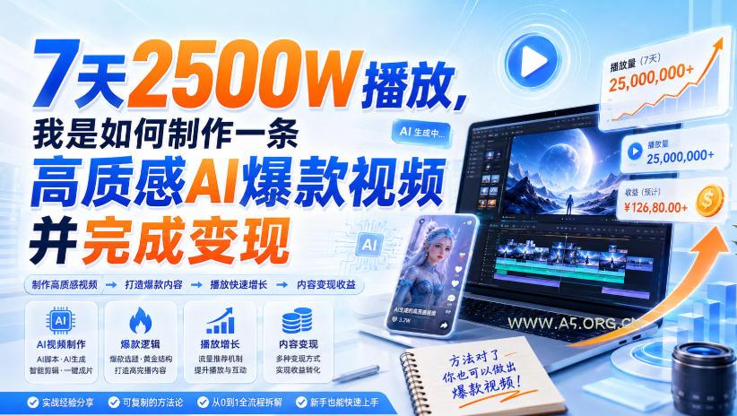 7天2500W播放，我是如何制作一条高质感AI爆款视频并完成变现