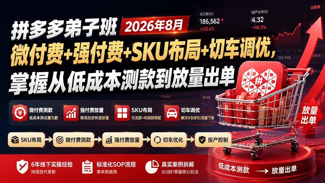 拼多多弟子班2026年8月:微付费+强付费+SKU布局+切车调优,掌握从低成本测款到放量出单 - 小红泡 拼多多弟子班2026年8月:微付费+强付费+SKU布局+切车调优,掌握从低成本测款到放量出单 - 小红泡