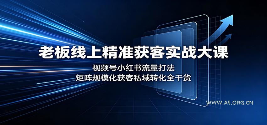 老板线上精准获客实战大课：视频号小红书流量打法，矩阵规模化获客私域转化全干货 - 小红泡