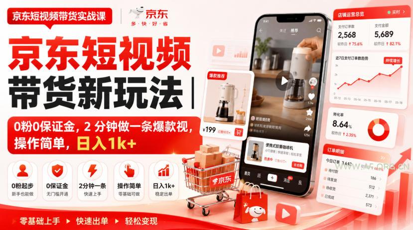 京东短视频带货新玩法|0粉0保证金,2分钟做一条爆款视,操作简单,日入1k+【揭秘】 - 小红泡 京东短视频带货新玩法|0粉0保证金,2分钟做一条爆款视,操作简单,日入1k+【揭秘】